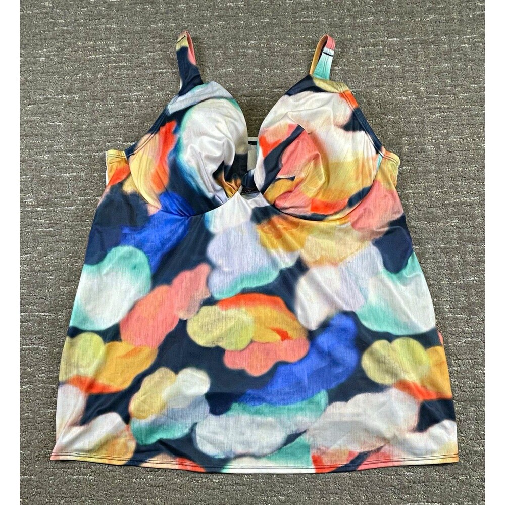 NWT Cacique Underwire Bikini Swim Top Multicolor Wide Strap Plus 40DD $76.95
